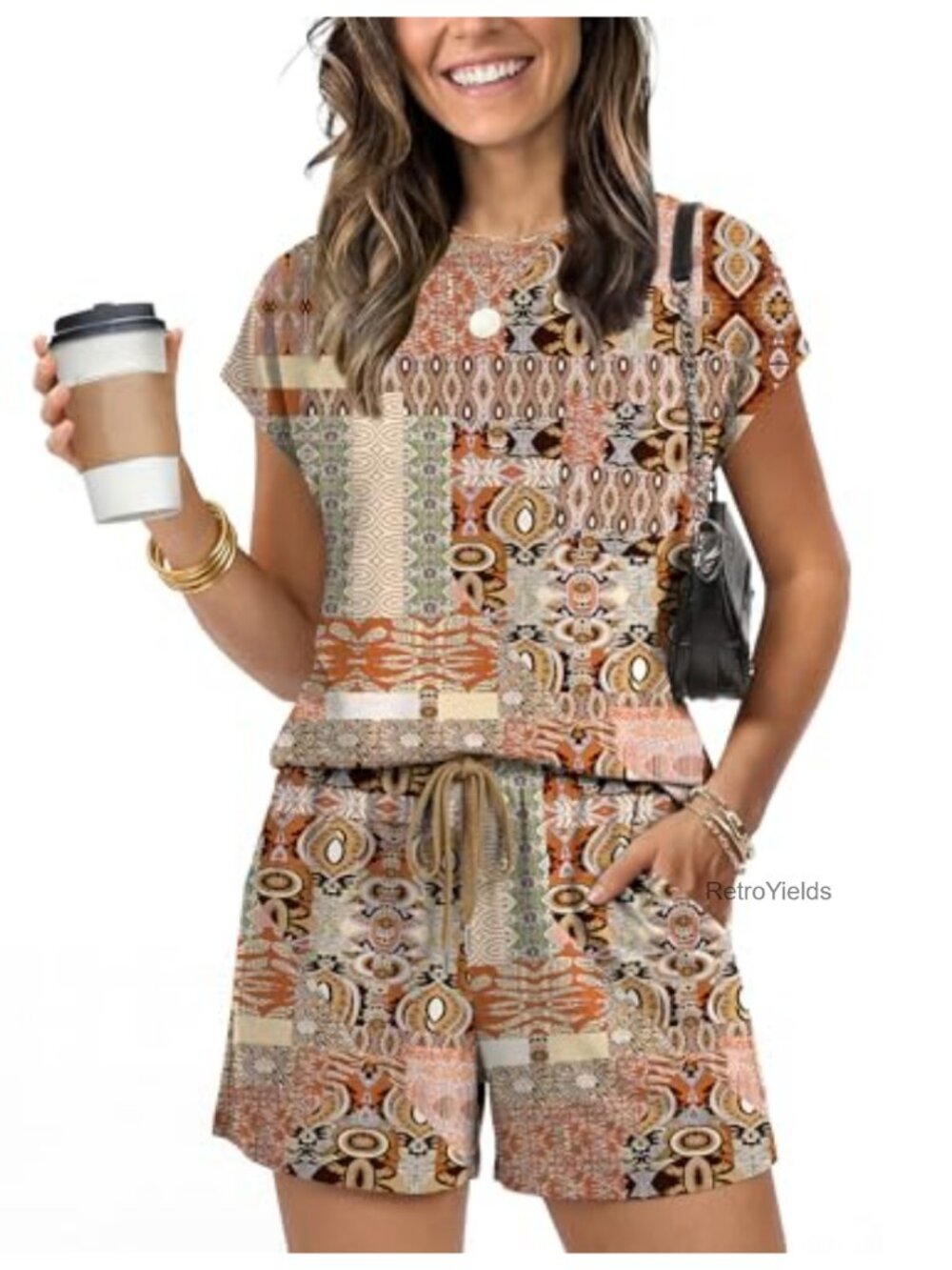Trendy Lounge Shorts Set for Women 2 Piece Matching Outfit Casual Vacation Suit - Picture 1 of 6